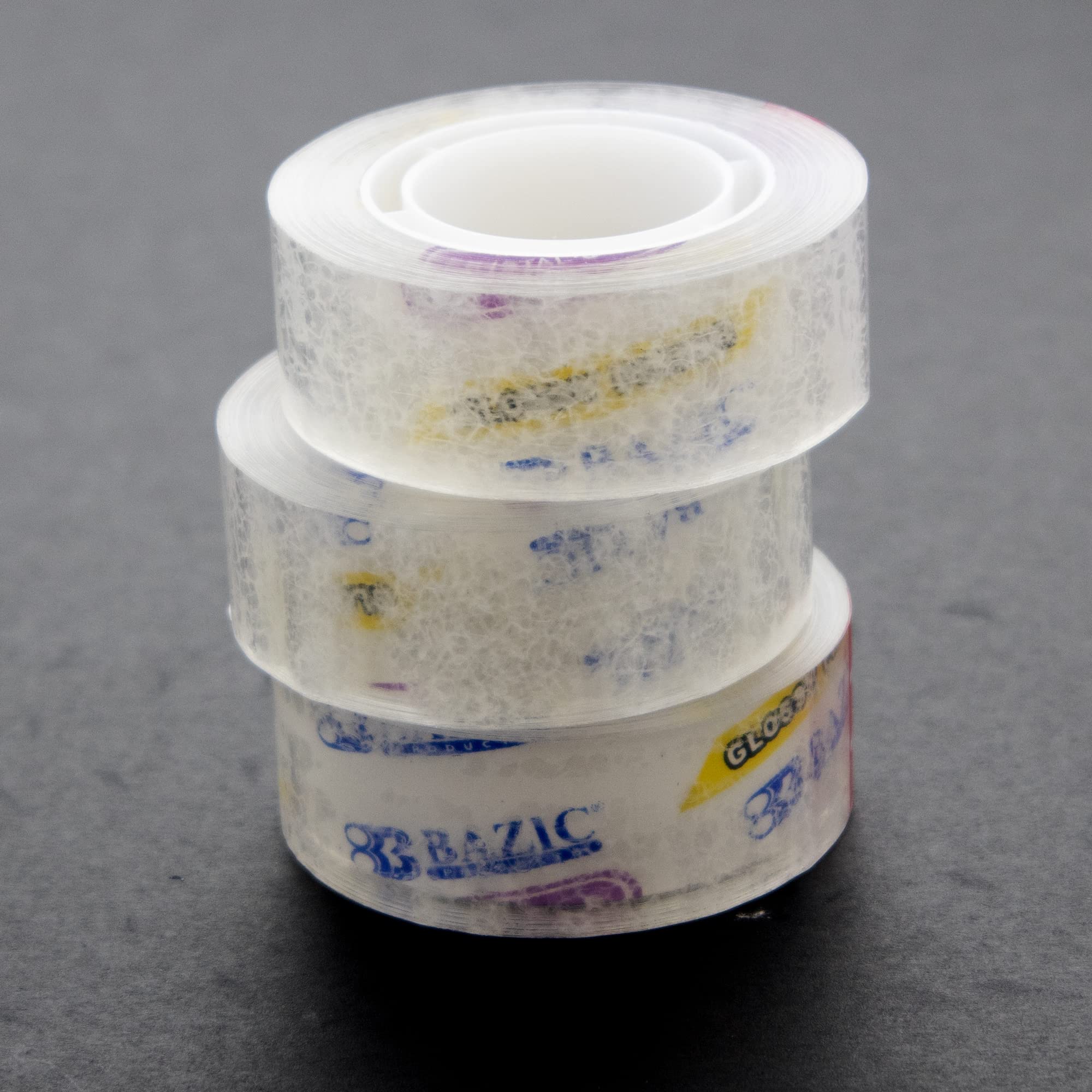Bazic Lot de 24 rouleaux de ruban adhésif transparent avec dévidoir Finition brillante 1,9 x 3,29 cm