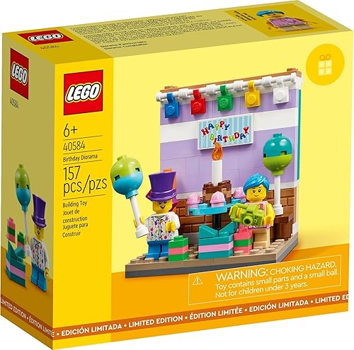 LEGO Birthday Diorama (40584) - Juego de bloques de construcción de celebración para mayores de 6 años con globos, pasteles, regalos y señalización