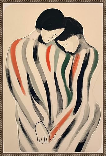 Amanti Art Framed Canvas Wall Art Print (23x33) Intimate Embrace Man and Woman by Treechild Float Framed Canvas Art for Wall Decor, Living Room,