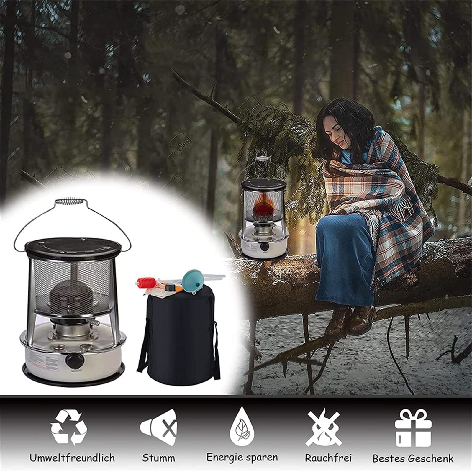 WZFANJIJ Chauffage Mobile À Pétrole avec Mèche pour Bateau, Yacht, Camping Et Randonné, Jusqu'à 20 M²,White