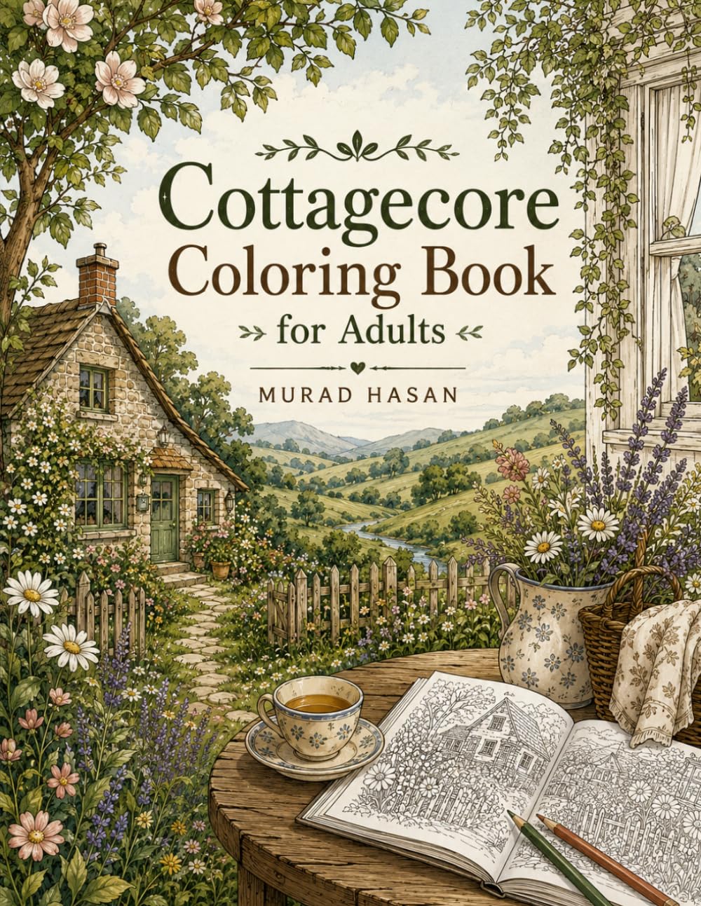 Cottagecore Coloring Book for Adults: Cozy Cottage Scenes with Wildflower Gardens, Enchanted Forests & Whimsical Nature Illustrations for Stress Relief and Relaxation