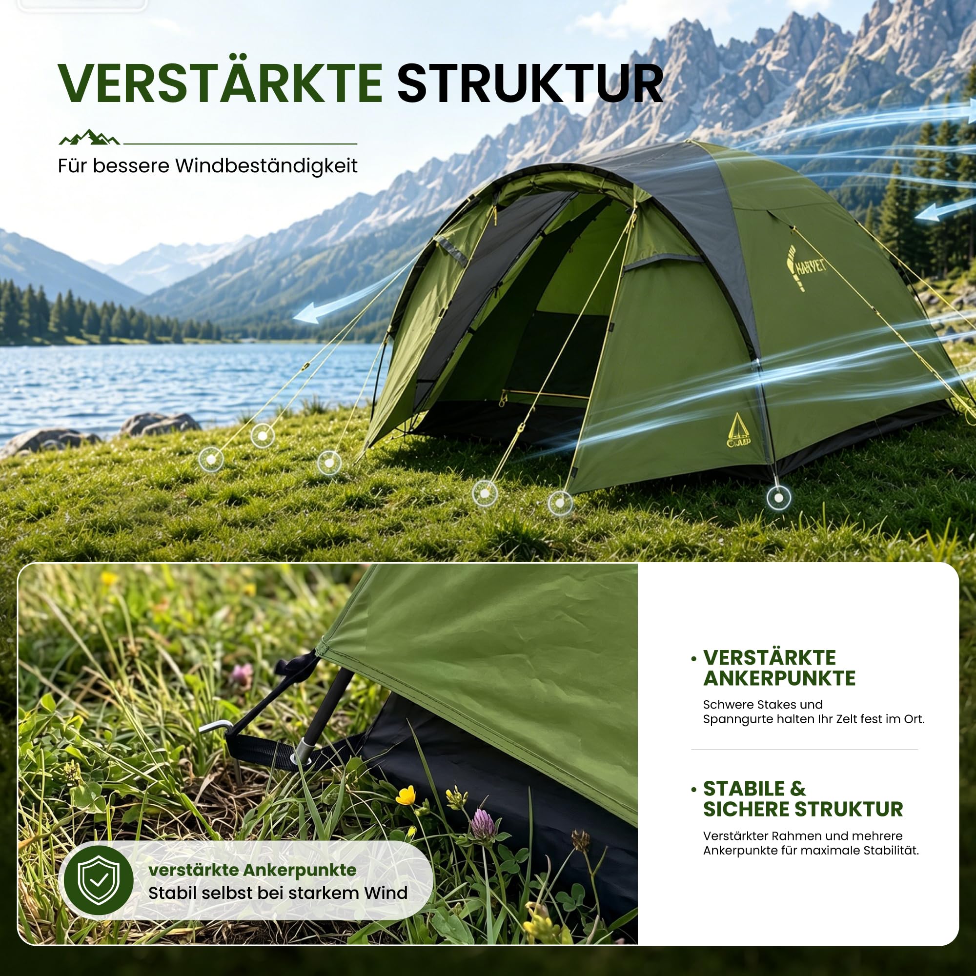 High Peak Campingzelt für 3 Personen, Kuppelzelt mit langem Vordach, leicht | 2-in-1 Innenzelt mit Regenplane, Wasserabweisendes Außengewebe, Mesh-Belüftung, Für Festival und Kurztrips