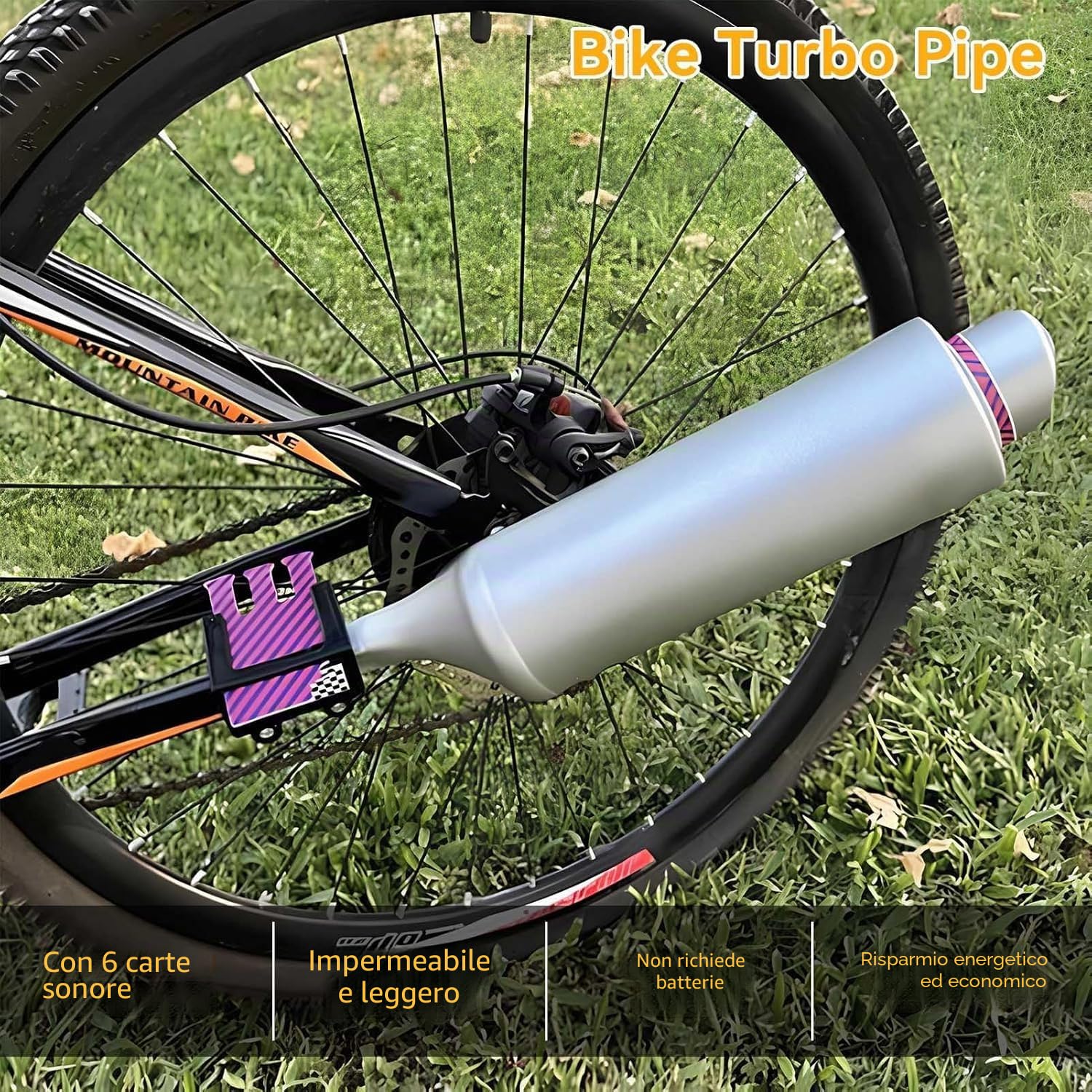 VOBOR Sistema Audio di Scarico per Bicicletta, 3 Suoni Diversi 6 Schede Audio, Gadget Modifiche Bici per Bici da 16-22 Pollici