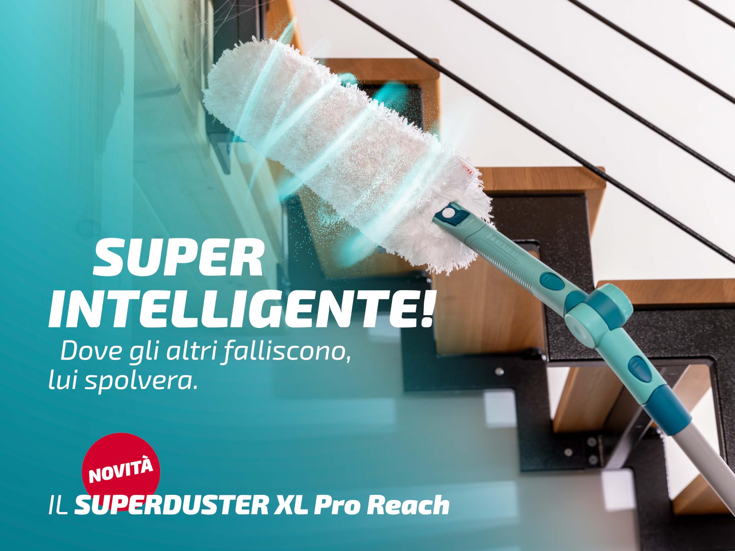 Leifheit SUPERDUSTER XL Pro Reach Set, spolverino lungo estensibile con manico lungo 43 cm, lavabile fino a 50 volte, microfibra, spolverino telescopico, lavabile, non da buttare