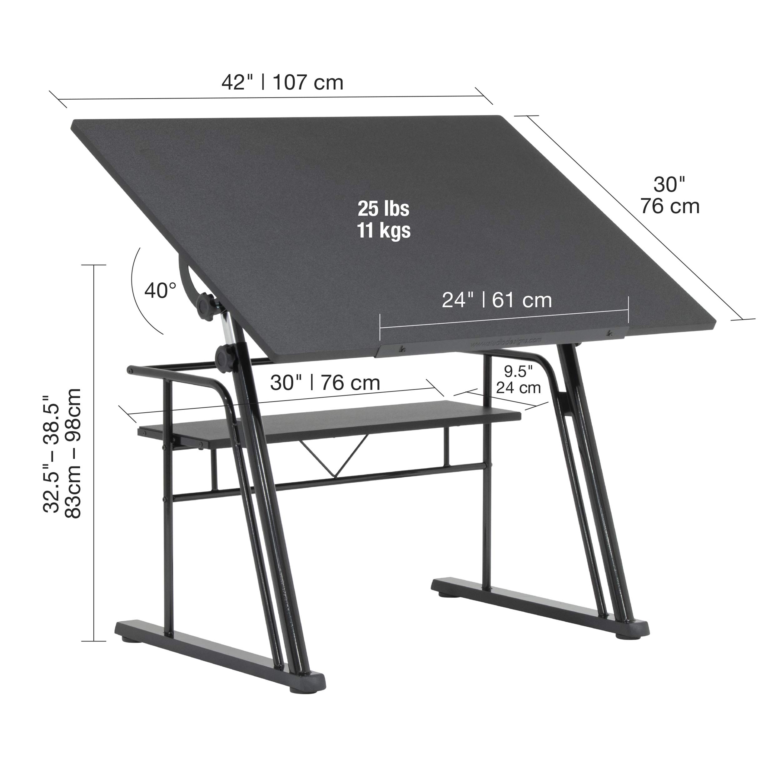 STUDIO DESIGNS Zenith Craft Desk Drafting Table, Top Adjustable