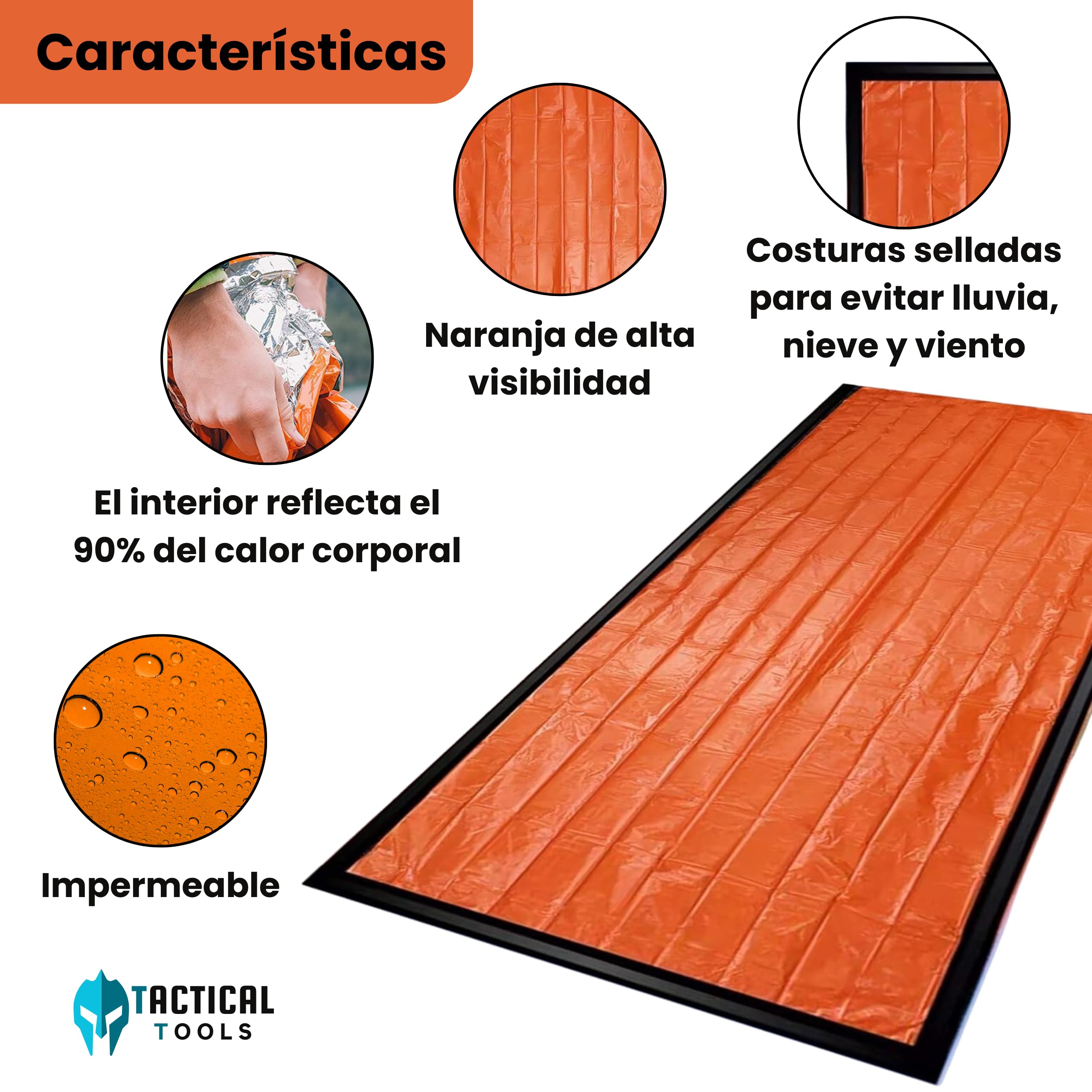 Saco Supervivencia - Manta Termica Supervivencia - Manta termica de Aluminio - Funda vivac - Saco de Dormir de Emergencia para Llevar en el Coche, en la Mochila o en tu botiquín/IFAK