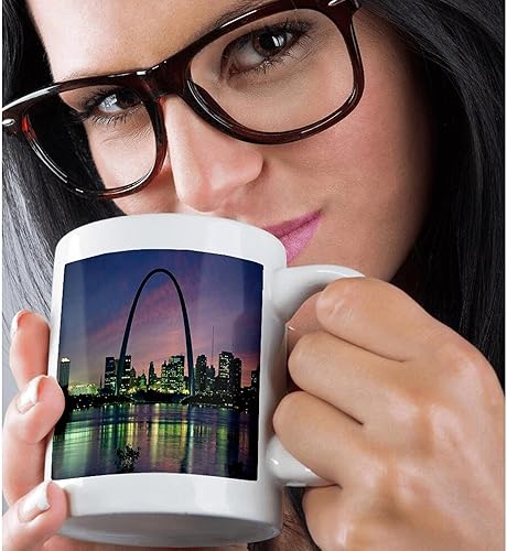 Miniatura 2 de 3dRose mug_56145_3 "St louis Missouri Arch At Nite" Magic Transforming Mug, 11 oz, Multicolor