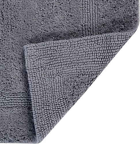Miniatura 3 de Better Trends Lux Collection - Tapetes de baño 100 % algodón, color gris, acolchonados, reversibles, absorbentes, lavables a máquina para bañeras,