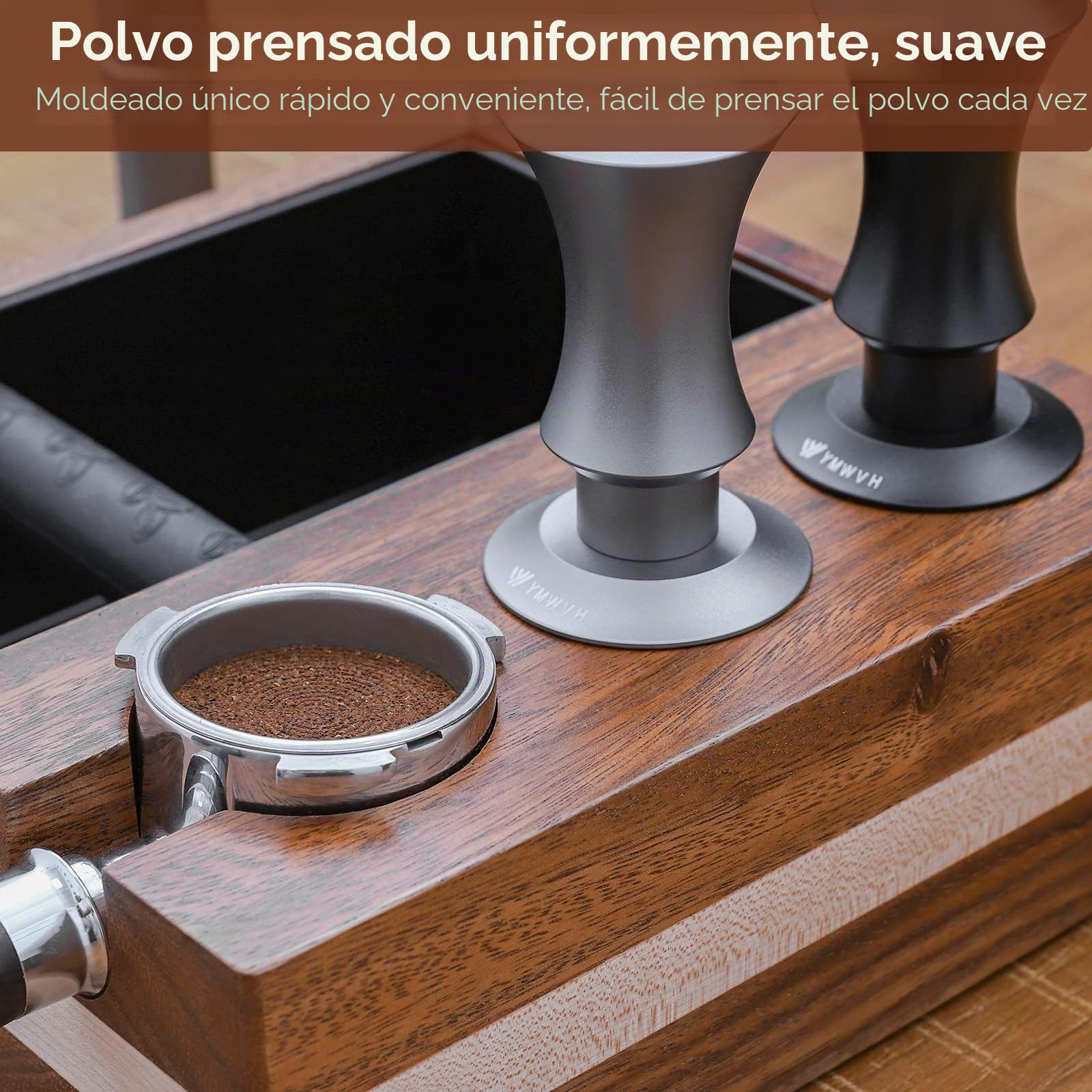 Prensador de café de 51 mm, con base ondulada de acero inoxidable, 2 prensadores constantes con resorte, 30 libras, 51 mm, compatible con cafetera DeLonghi