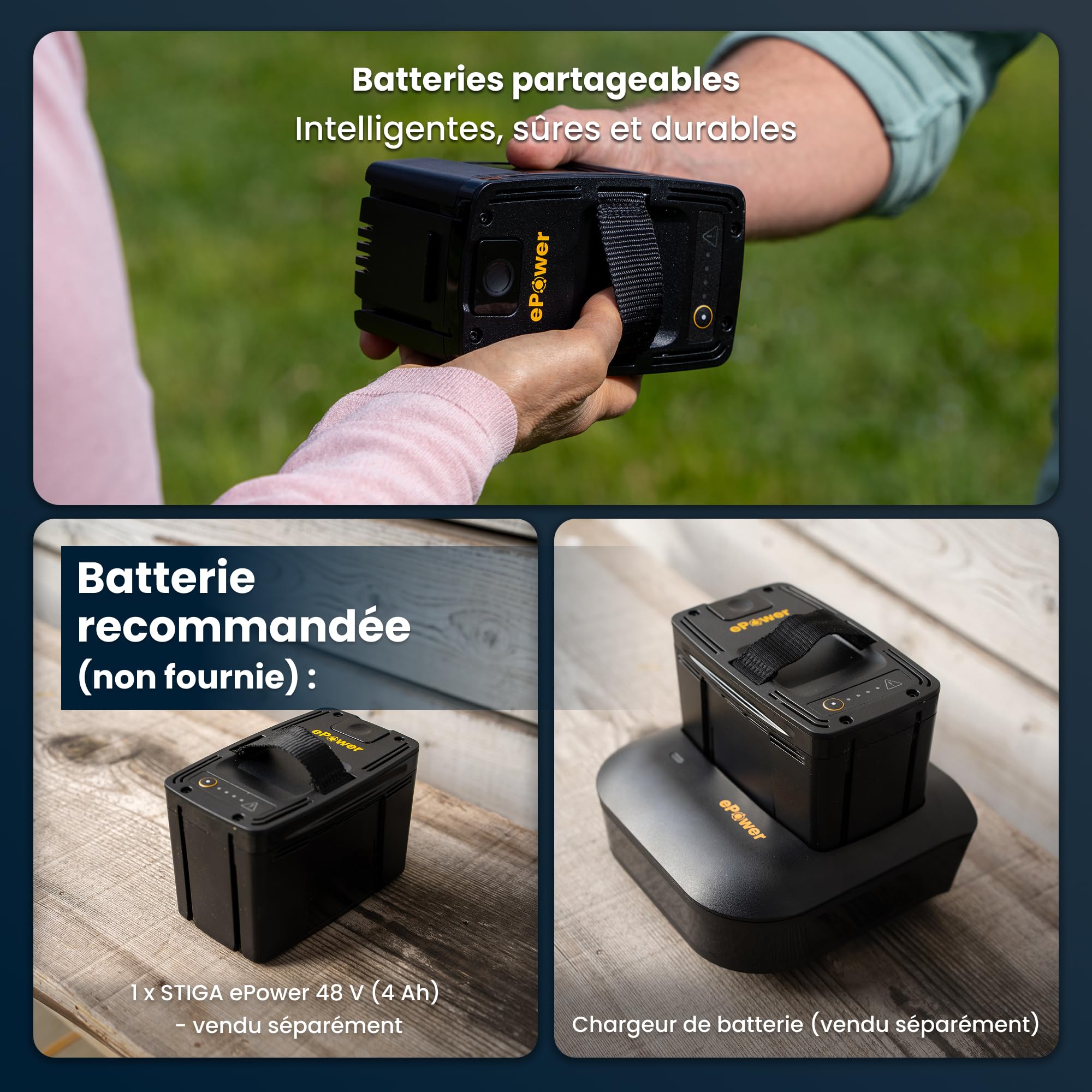 STIGA CS 700e Tronçonneuse à batterie 48V, 1.2 kW moteur brushless, chaîne PX, panneau LED, sécurité inertielle, guidon soft-touch, haute puissance et autonomie, batterie et chargeur non inclus