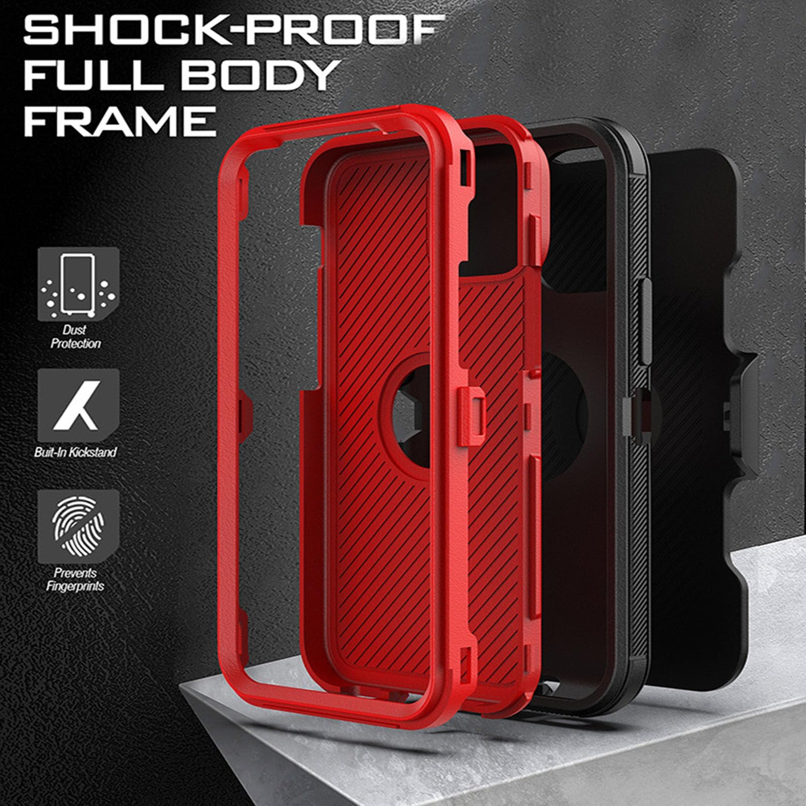 CIRONI Hülle für iPhone 15 Pro Max/15 Pro/15 Plus/15, Ganzkörper-Schutzhülle, stoßfest, Bildschirmkameraschutz, Kratzfest, rutschfest, Schwarz, 15 Pro 6,1 Zoll