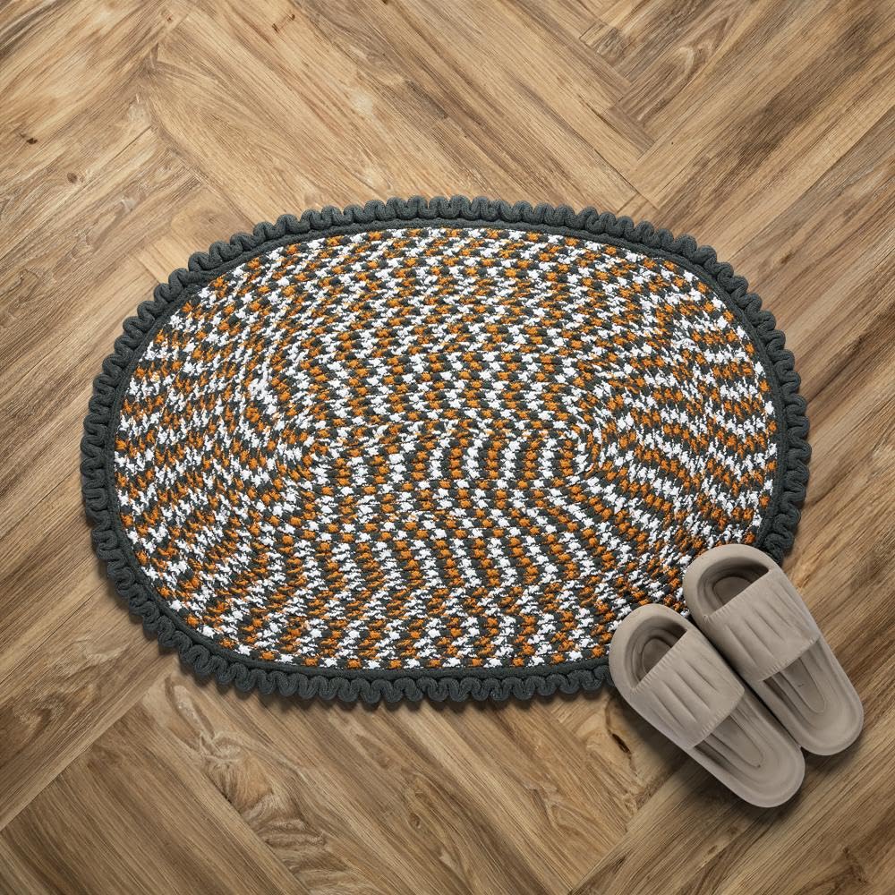 Wakefit Braided Doormat | Floor Mat for Home | Weather Proof PP Yarn | Essential Small Rug for Office, Bedroom & Kitchen| Extra Long Oval Shape Design for Indoor & Outdoor Entrances | Green- 60x90 CM