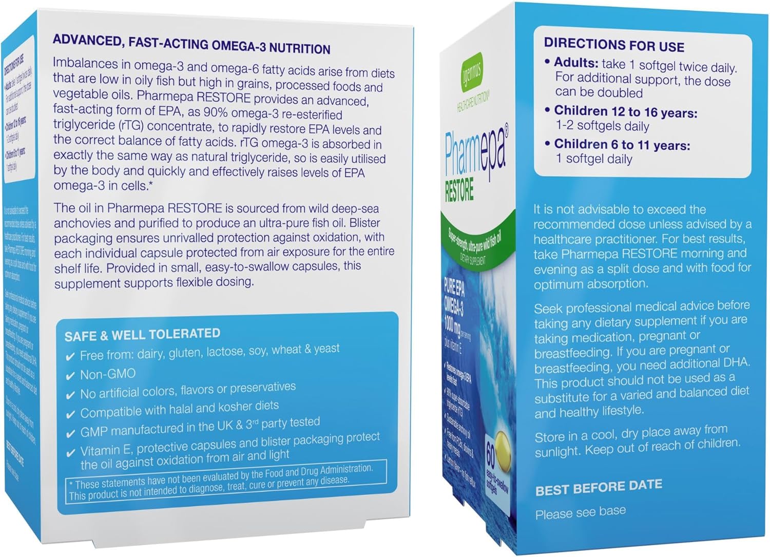 Igennus Pharmepa Restore, Pure EPA 1000mg, Omega 3 rTG Fish Oil, IFOS Certified, High Absorption, 90% Concentration Triple Strength, Wild & Sustainable, Lemon Flavor, 10-Month Supply, Pack of 10 - Image 7