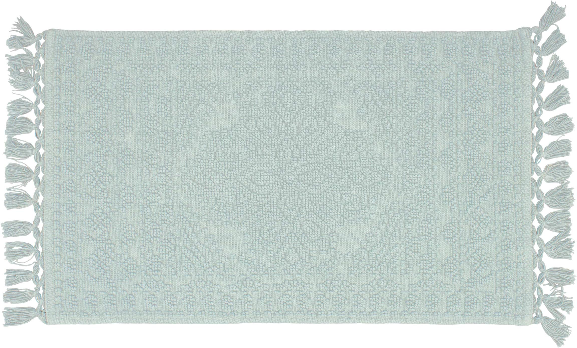 French Connection Nellore Bathroom Rugs, Woven and Beaded Bathroom Mats, Durable Non-Slip Bath Rugs, Thick BathMats for Bathroom and Shower Rugs, 17" x 28", Light Blue