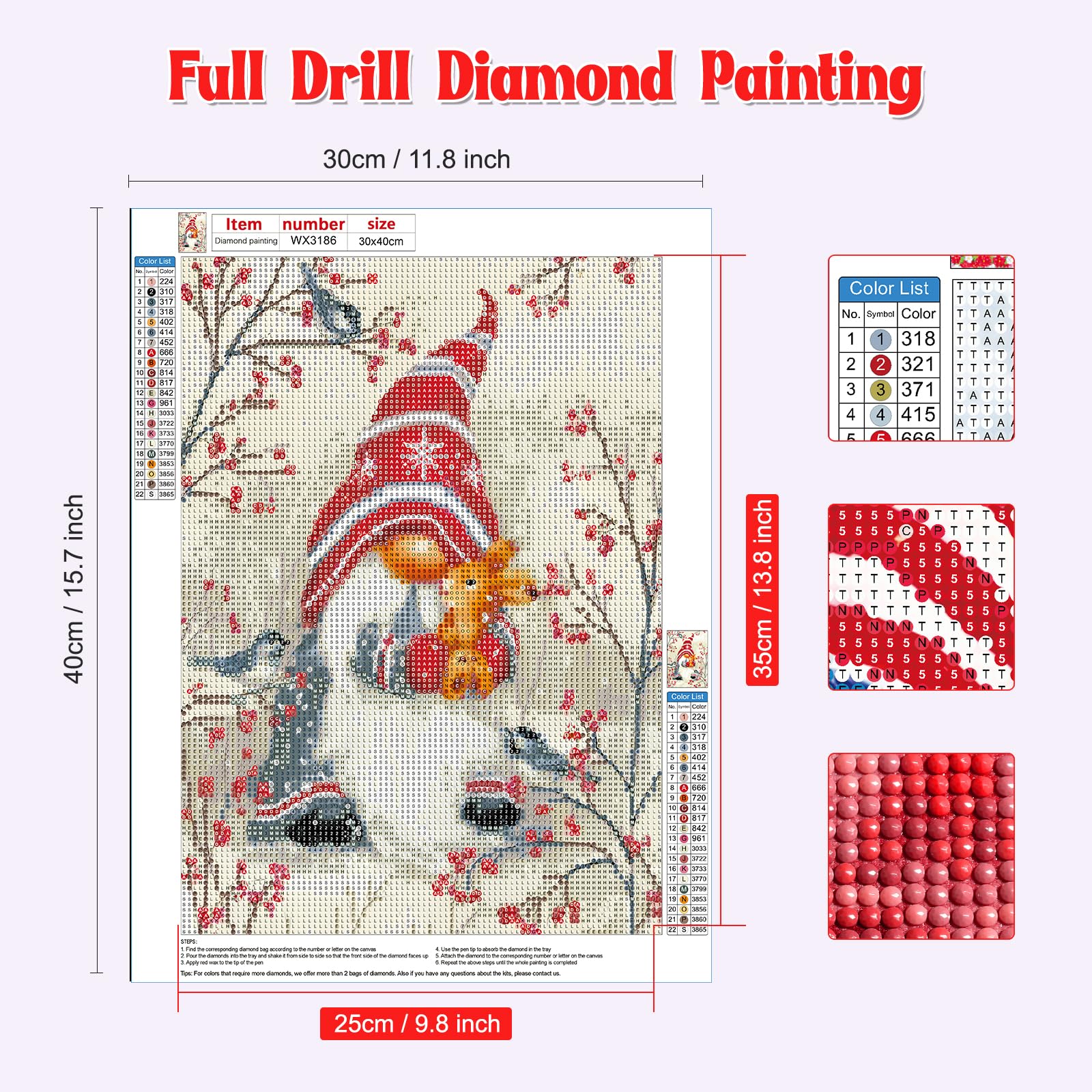 NAIMOER Gnomes Diamond Art Kits for Adults 5D Gnomes and Rabbit Diamond Painting Kits Happy New Year - Image 2