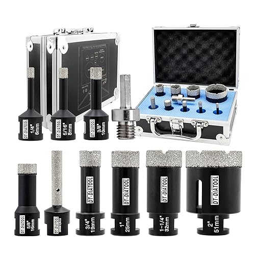 DT-DIATOOL Juego de brocas de diamante para sierra de agujeros para azulejos de porcelana, cerámica, granito, hormigón de mármol de 14", 516", 38",