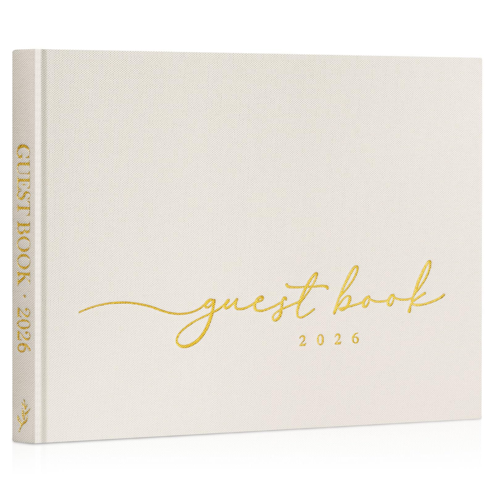 Lanpn Wedding Guest Book 2026 - Linen Hardcover Polaroid Guestbook Wedding Reception for Sign in and Photos - 108 Blank Pages Guest Book for Bridal Shower Baby Shower Wedding Party (Cream)