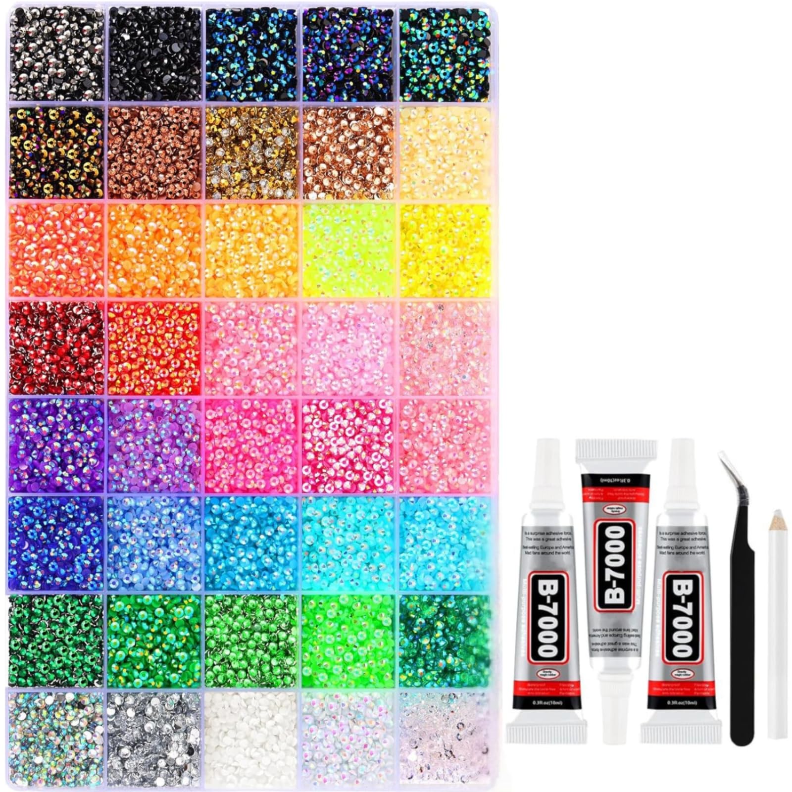 11760Pcs Blue Craft Rhinestones with B7000 Jewelry Glue, Multi-Size 3/4/5/6mm Resin Gems, Bedazzling Kit for DIY, Shoes, Cups, Fabric & Nail Art — view 8