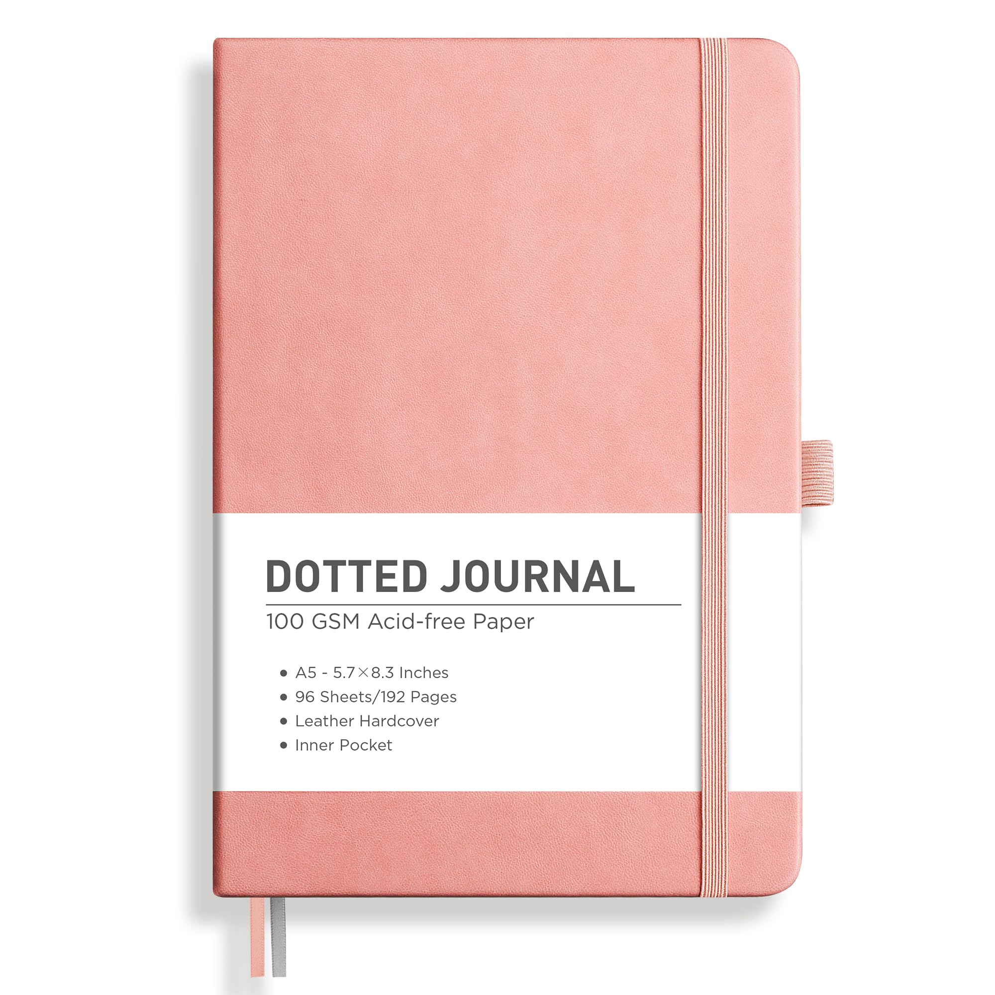RETTACY Dotted Journal Notebook, 192 Pages, A5 Medium Size (5.7'' x 8.3'')