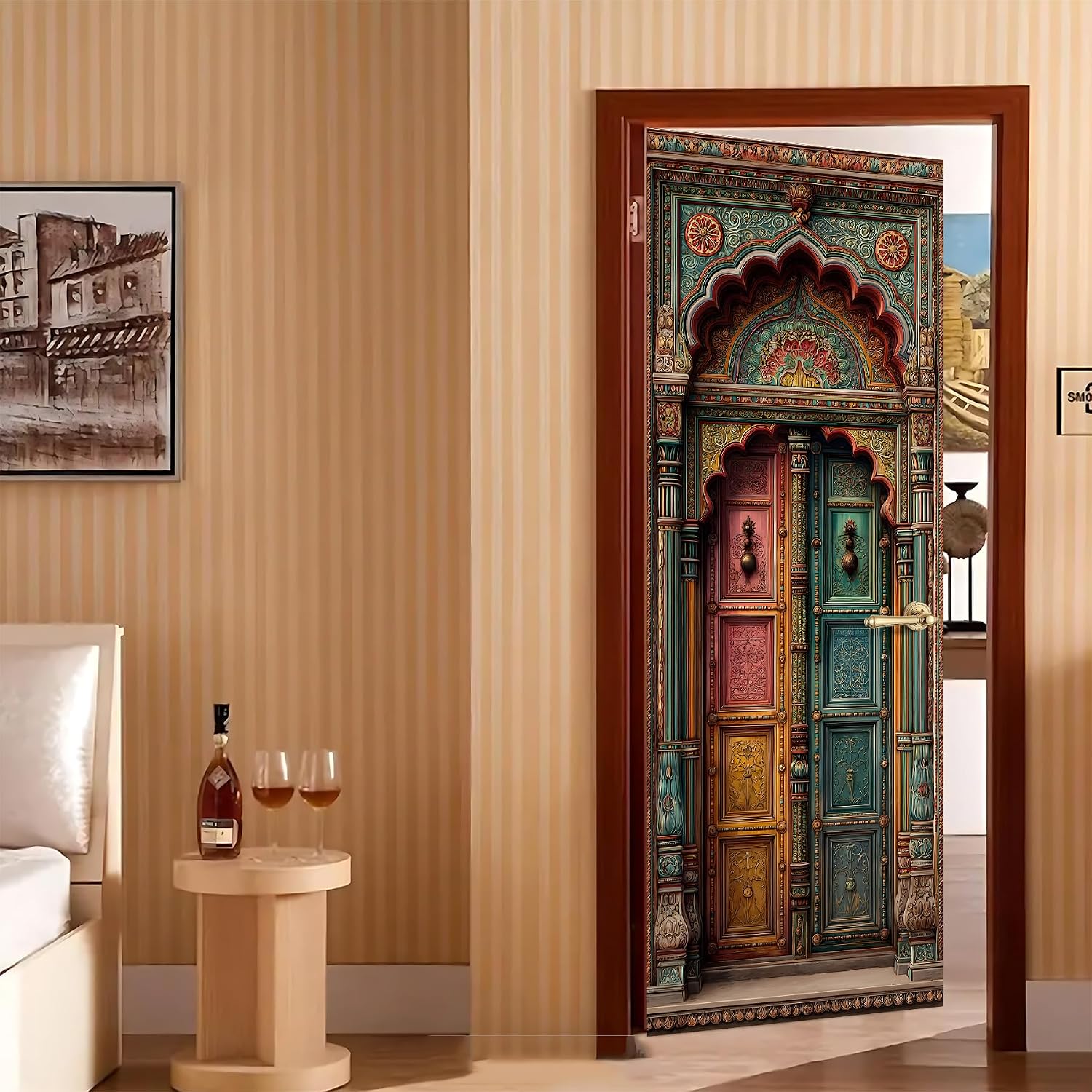 BVBOX 3D Door Stickers, Peel and Stick Vinyl Wallpaper ，Self-Adhesive Mural for Home Decor 30.3" W x 78.7" H (Colorful Arch Door, 30.3" W x 78.7" H)