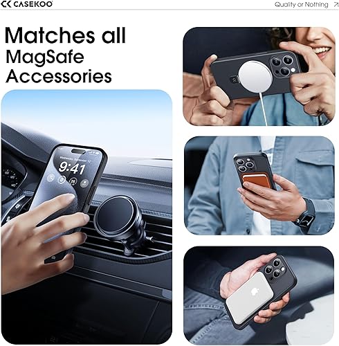 Miniatura 5 de CASEKOO Funda magnética invisible con soporte de anillo para iPhone 15 Pro compatible con MagSafe Lente de cobertura completa y probada contra