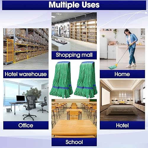 Miniatura 6 de Paquete de 6 cabezales de trapeador de algodón con extremo de bucle pesado, cabezal de trapeador de alta resistencia, repuestos comerciales, cabezal