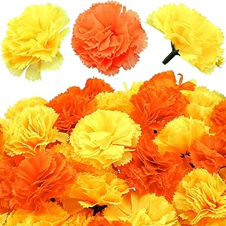 WILLBOND 140 Pcs Marigold Flower Head Mexican Artificial Marigold Flower...