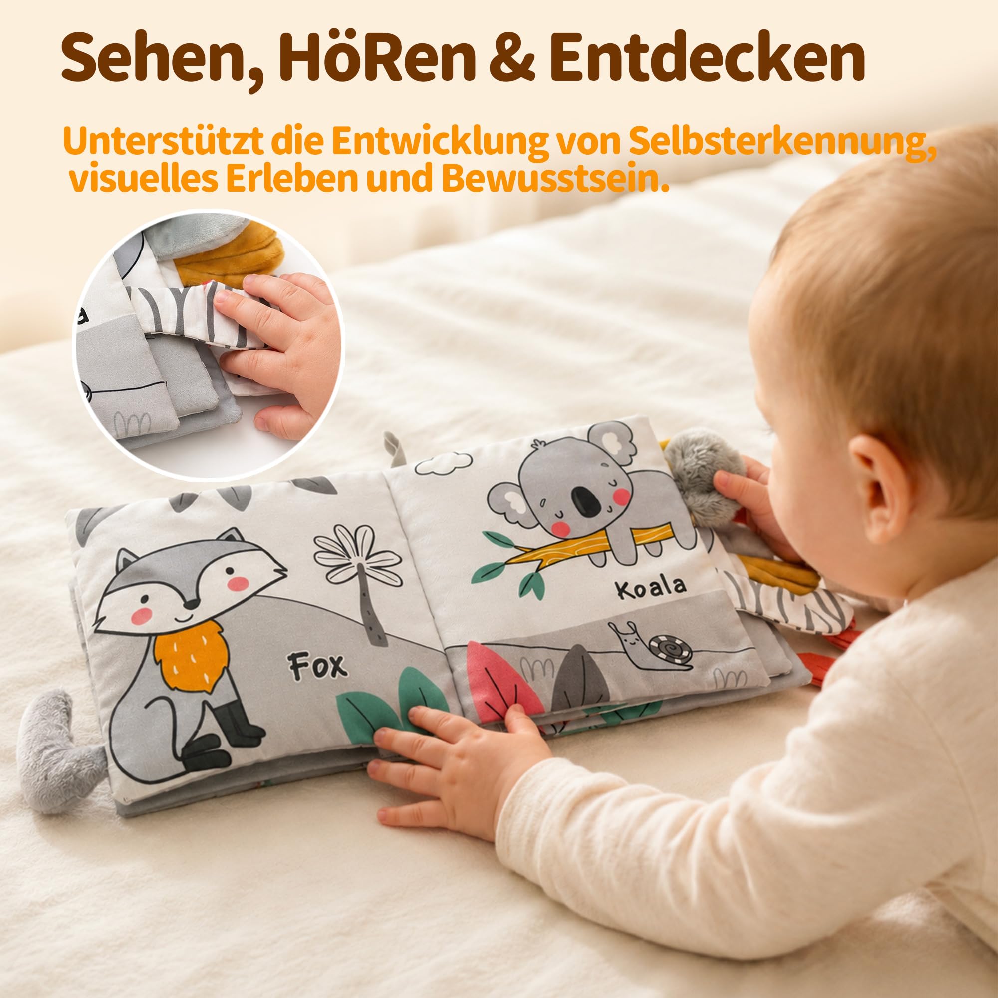 Neugeborenen Geschenk, Set zur Geburt mit Baby Kuscheldecke und Holzrassel | Geburtsgeschenk: Set zur Geburt mit Baby Kuscheldecke, Socken, Holzrassel, Silikonbürste und Grußkarte