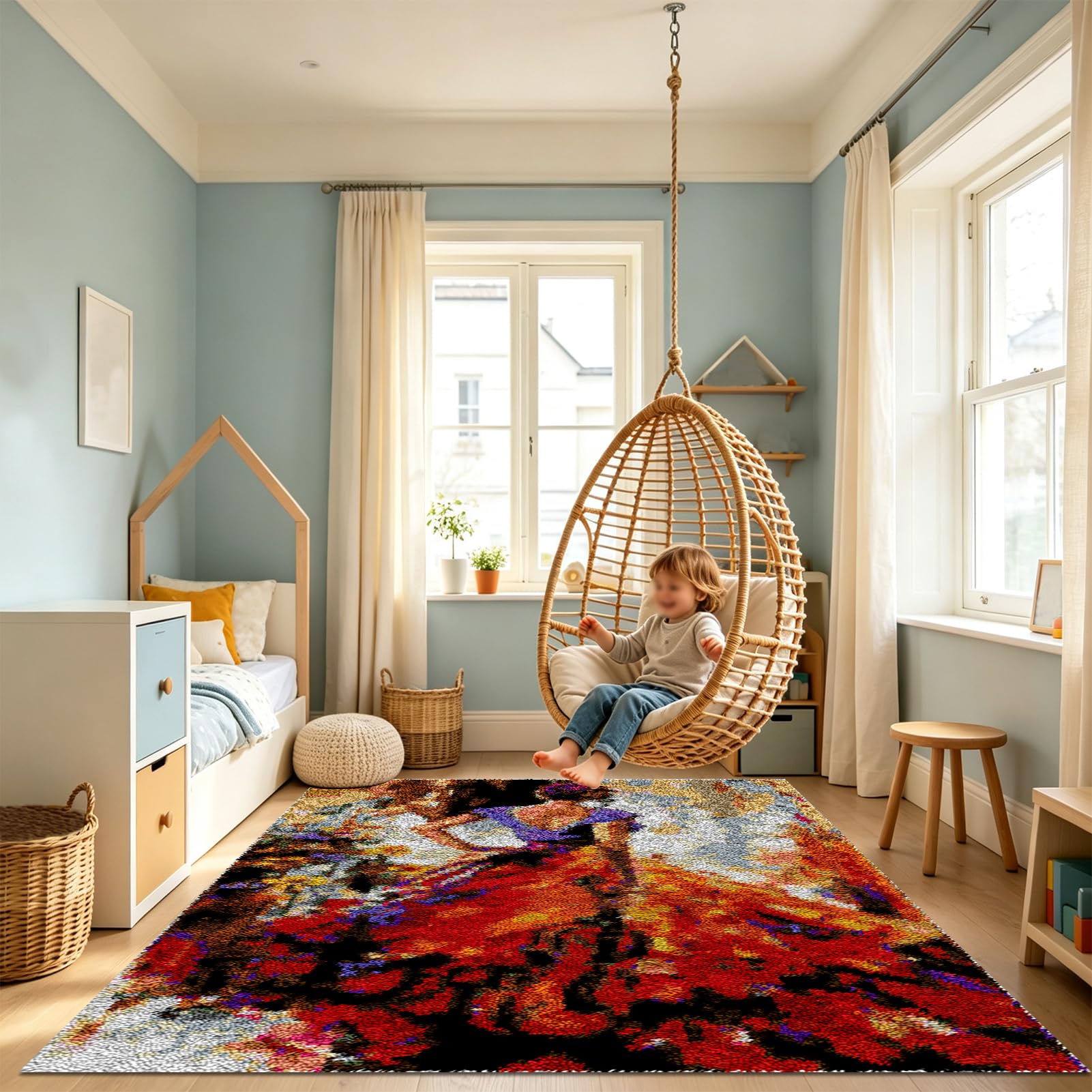 QUIYAEZY 90 x 120 cm, dywan do samodzielnego tworzenia zestawów wiązanych, wstępnie zadrukowany wzór, dywan na płótnie, haft, rękodzieło, dla dorosłych, rękodzieło, zestaw do samodzielnego wiązania