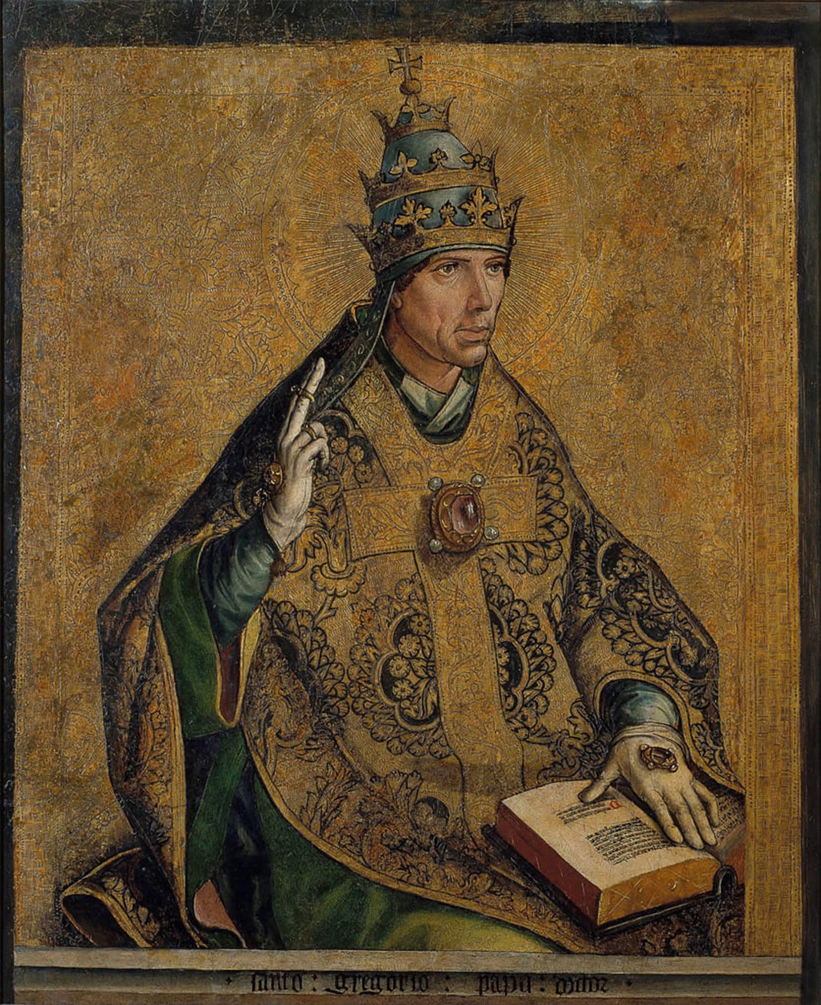 RZHRHJES Retro Picture Portrait Oil Painting Modern Wall Artwork Gregory I the Great by Pedro Berruguete Canvas Poster for Office Decor 60x90cm