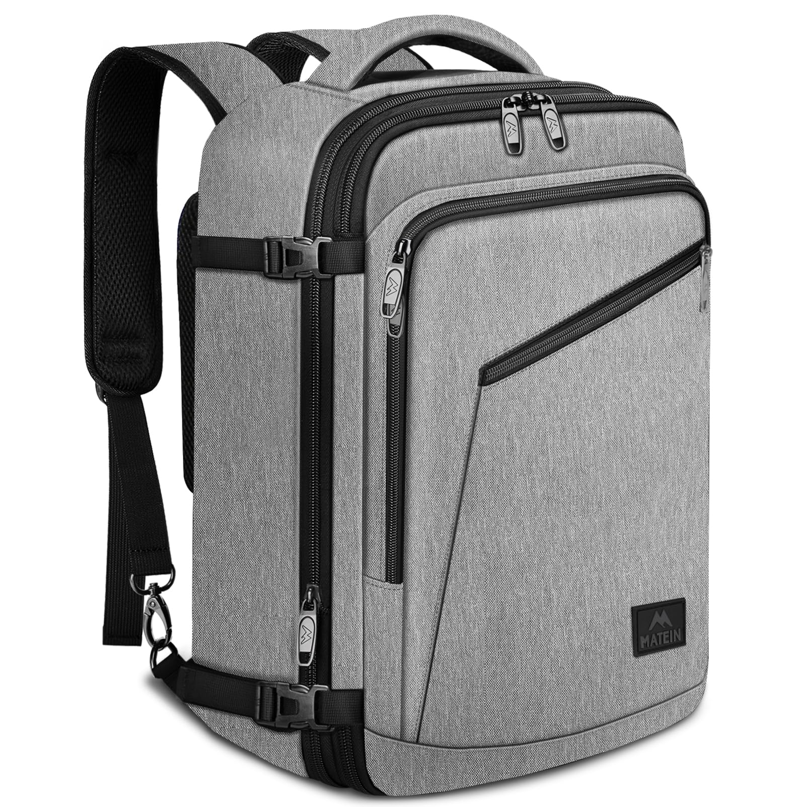 MATEIN Reiserucksack 30L für Eurowings, Handgepäck Flugzeug Reiserucksack Männer und Frauen Teenager College Carry on Daypack Herren und Damen für Wizz Air Vueling für Kurzreisen Geschäftsreisen, Grau