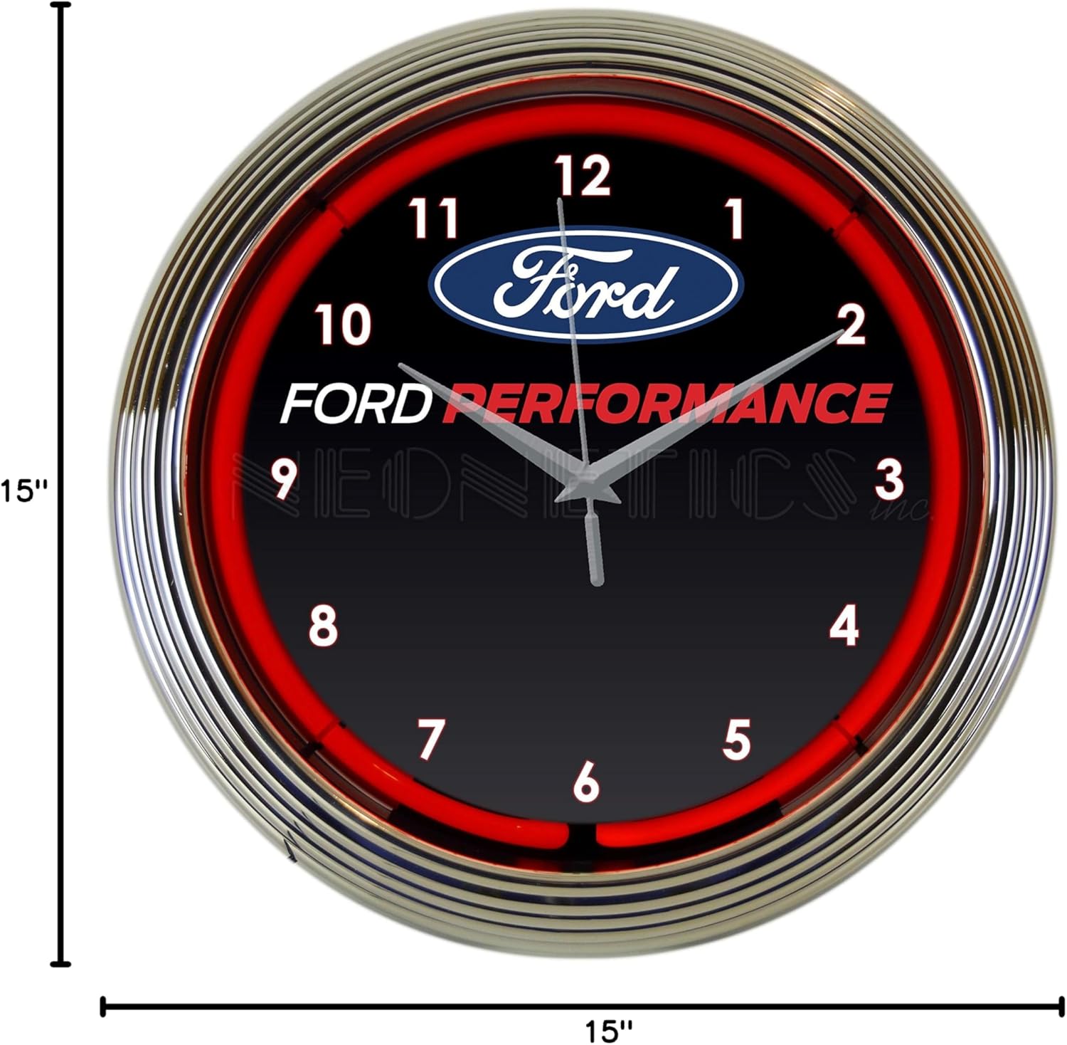 Neonetics Ford Performance Red Neon Wall Clock, 15-Inch