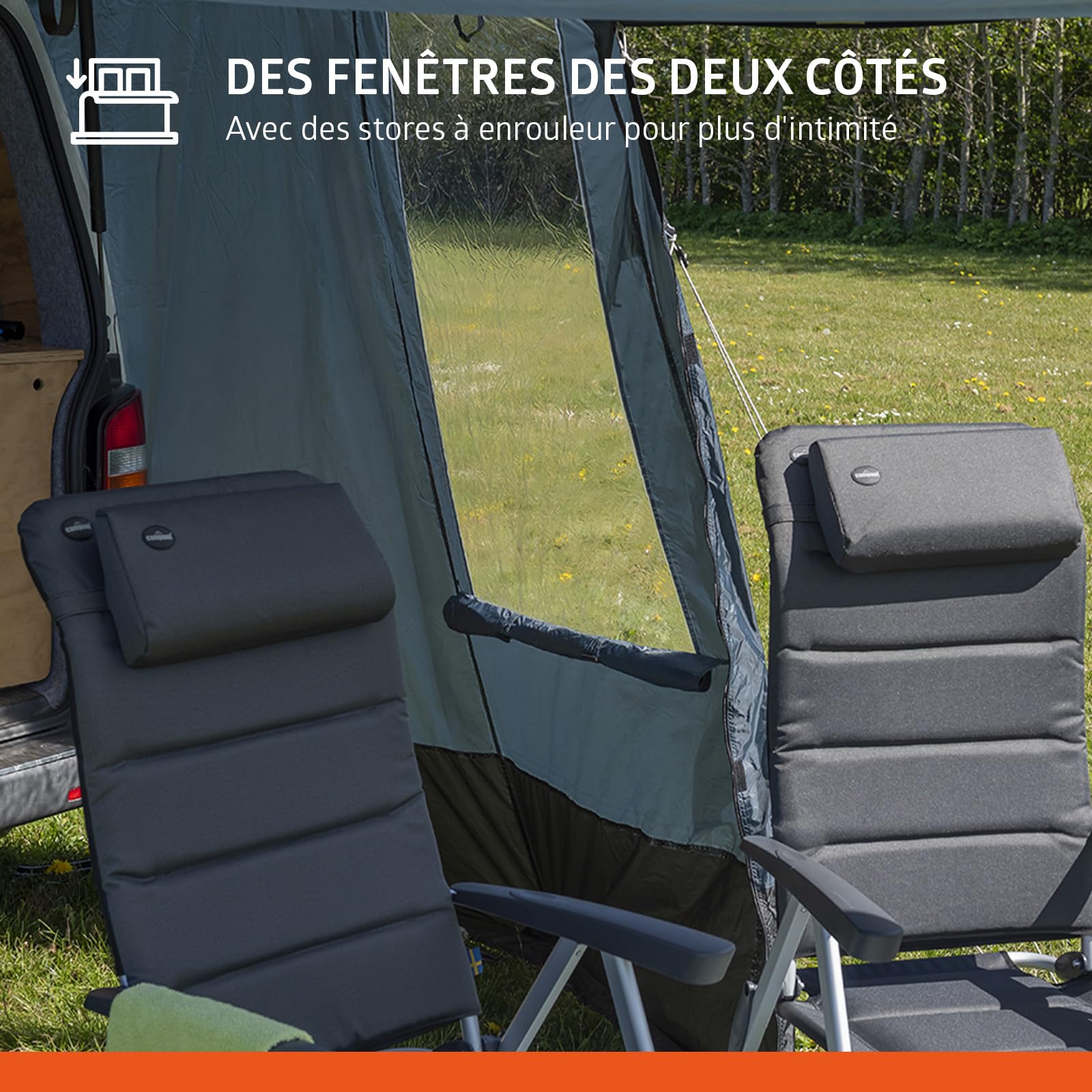 Campout Tente Hayon Van – Tente Coffre VW T5/T6/T6.1 & Mercedes Vito/V-Class – 3000 mm Étanche – Espace Abrité Supplémentaire – INCL. Poteaux d’Auvent – Hauteur 185–200 cm