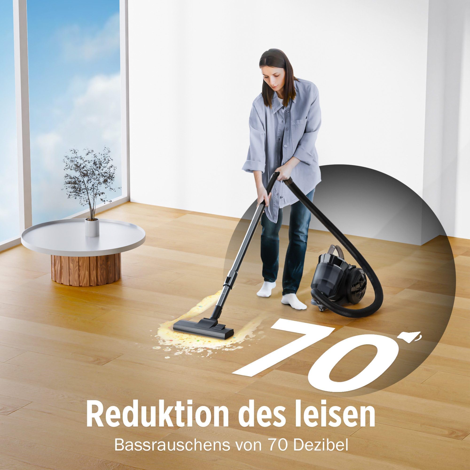 OYLCDI Beutelloser Bostaubsauger ohne Beutel,1600W Staubsauger|70dB|Bodenstaubsauger|HEPA Filter Bodendüse für Parkett,Teppich,Fliesen,leistungsstarker Staubsauger mit 5m Kabel=13m Aktionsradius 2,2L