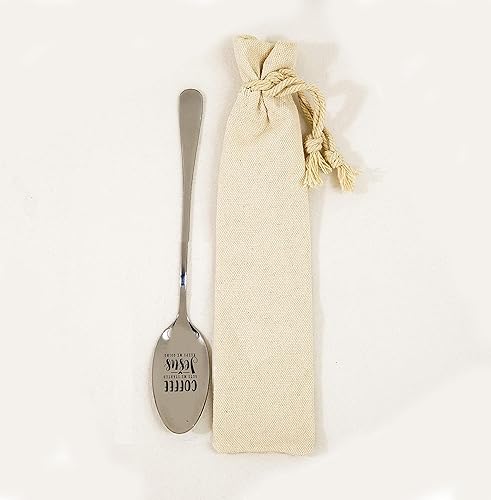 Miniatura 4 de TyM Coffee gets me started - Cuchara de acero inoxidable grabada para café té cereales helado regalo grabado para élella mango resistente de 7