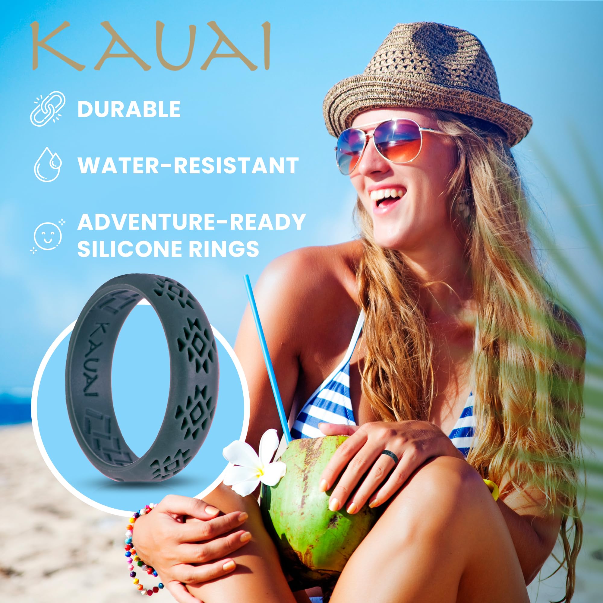 KAUAI - Anillos de boda de silicona – Marca líder, de la última marca de artistas innovaciones de diseño para comodidad: anillo profesional de la colección Elegance para mujer 8