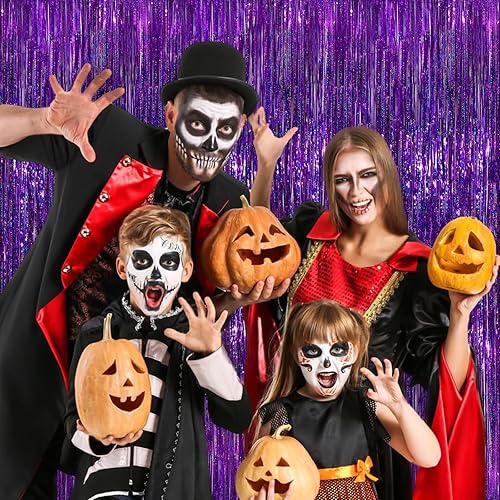 Miniatura 9 de Cortina de flecos de papel de aluminio de 3.3 x 8.3 pies, paquete de 2 cortinas metálicas de serpentina metálica para decoración de fiesta de