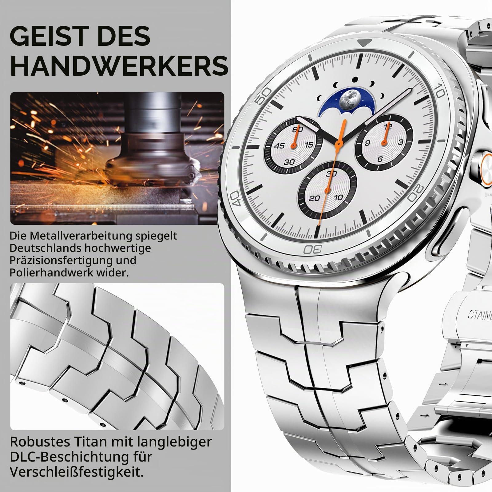 NewWays Metall Armband für Samsung Galaxy Watch 9/8 44mm 40mm | Metallband Kompatibel mit Galaxy Watch 8 Classic 46mm