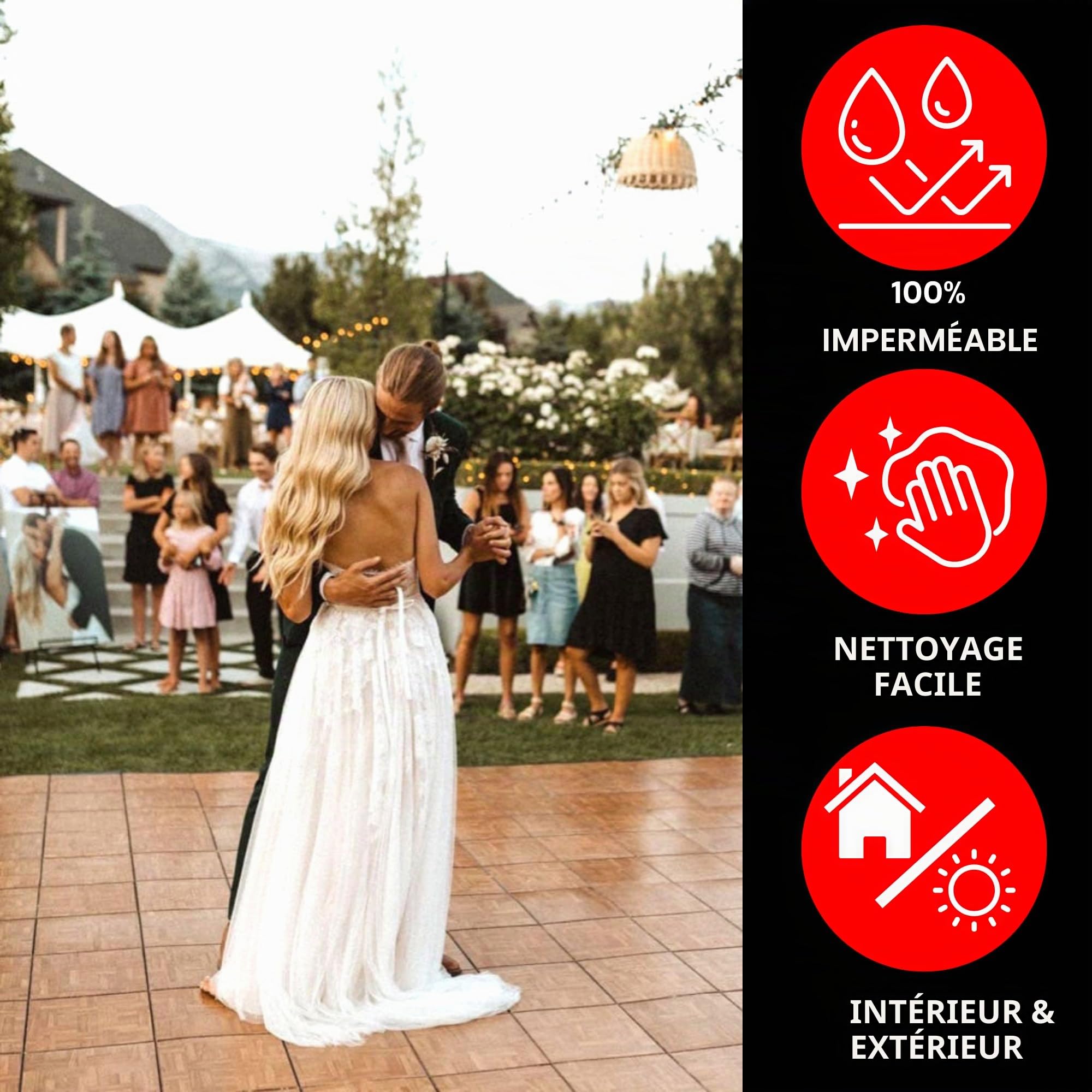 SnapFloors 3X3OAKFLOOR Kit de piste de danse modulaire (91 x 91 cm), chêne, 21 pièces