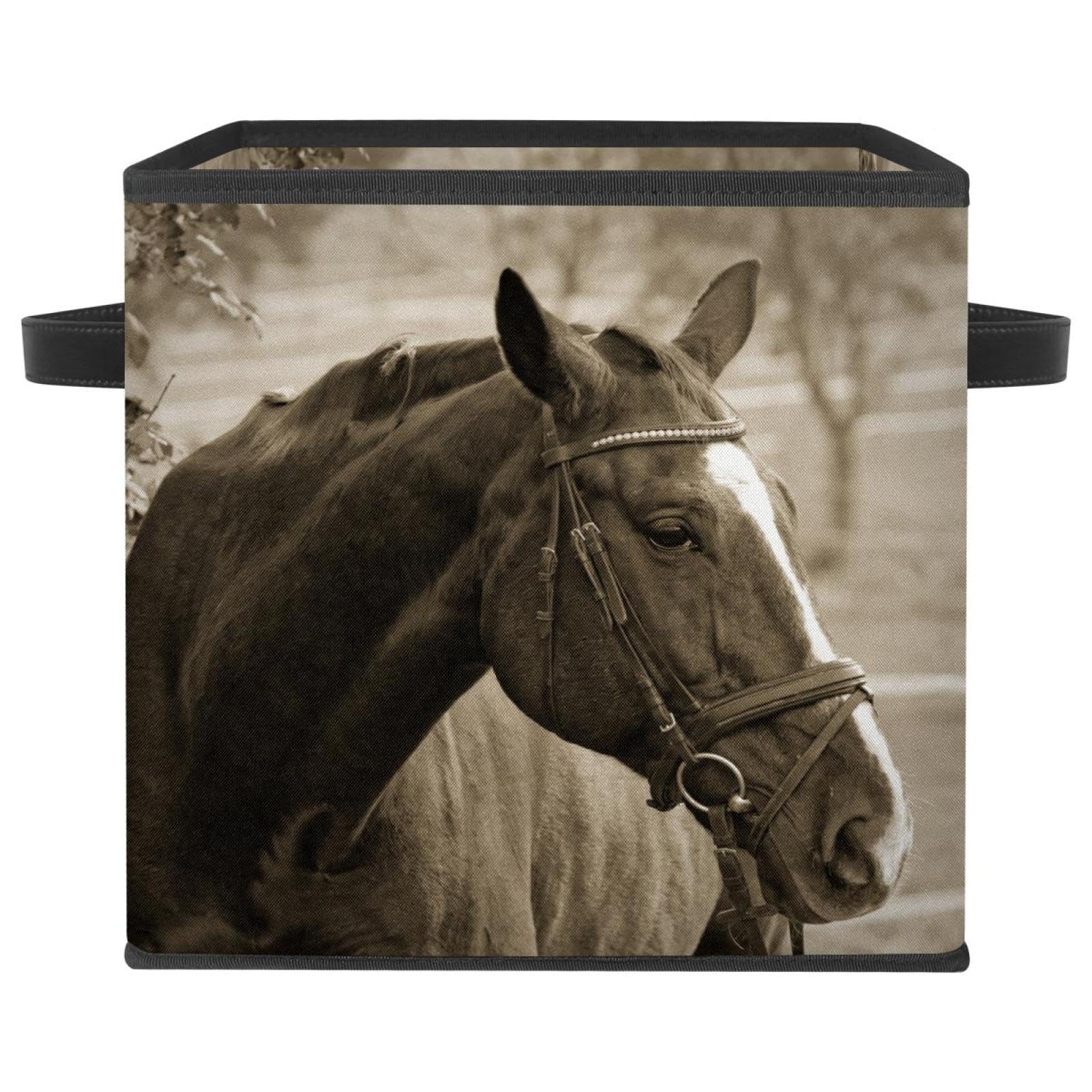 Boîte de rangement pliable cheval en tissu cube pour placard