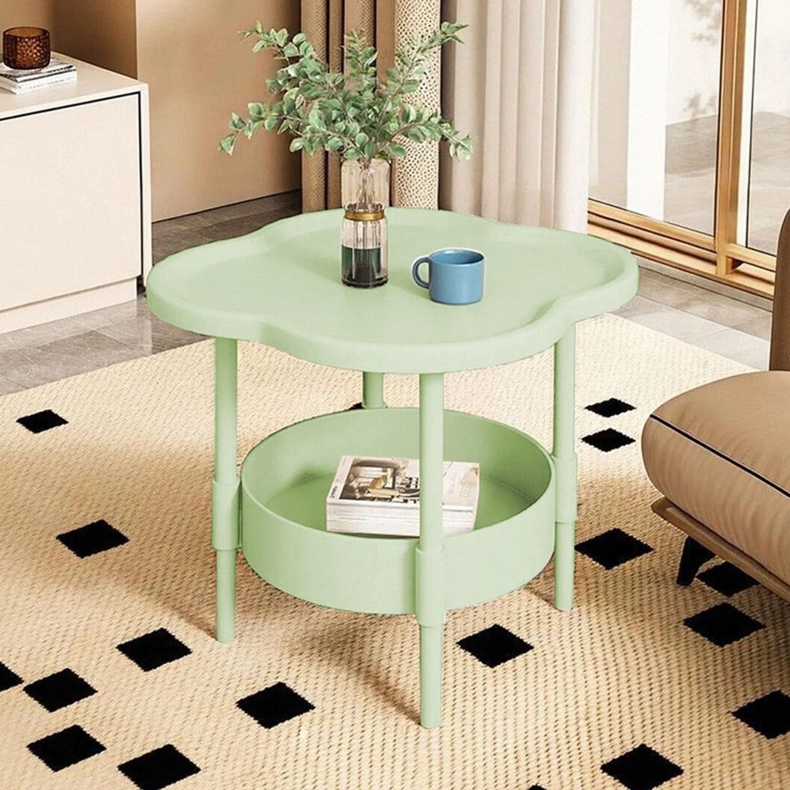 Acheter Table à collation polyvalente à hauteur réglable - Cadre en métal noir élégant avec plateau en bois, table d'appoint portable pour canapé, pour le café et le bureau