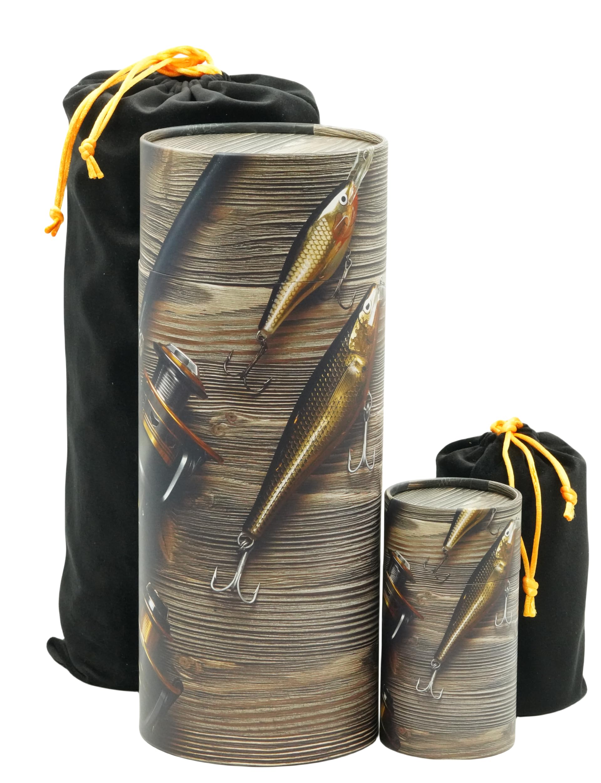 Casket Depot Memorial Collection Scattering Tube, Biodegradable Urn for Scattering Ashes, Eco Urn: Gone Fishing (Set One Large One Mini)