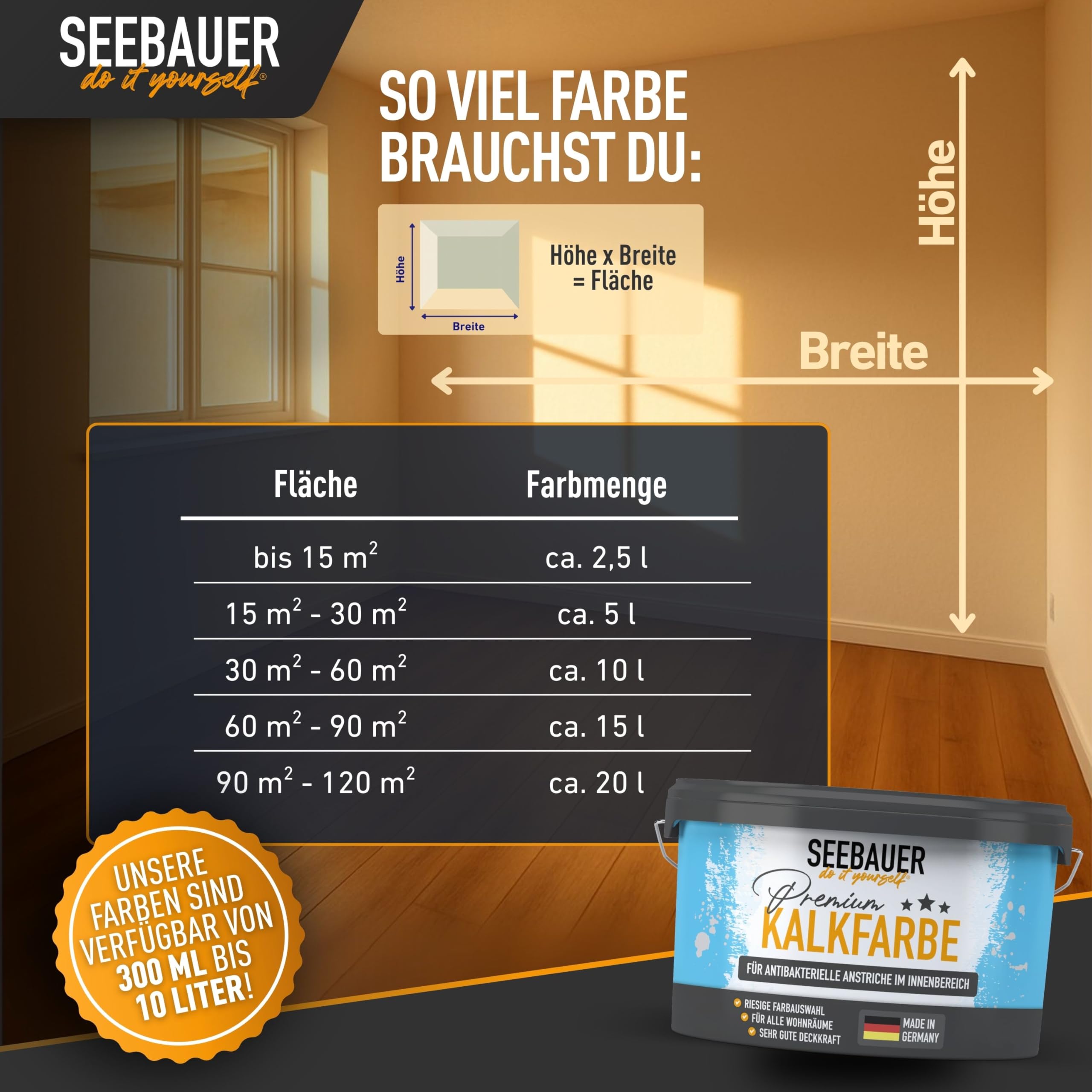 Kalkfarbe Beige für Innen 10L (No. 003 Orchid Dream) - Antibakterielle Innenfarbe für Putz, Beton & Mauerwerk - Atmungsaktive Mineralfarbe