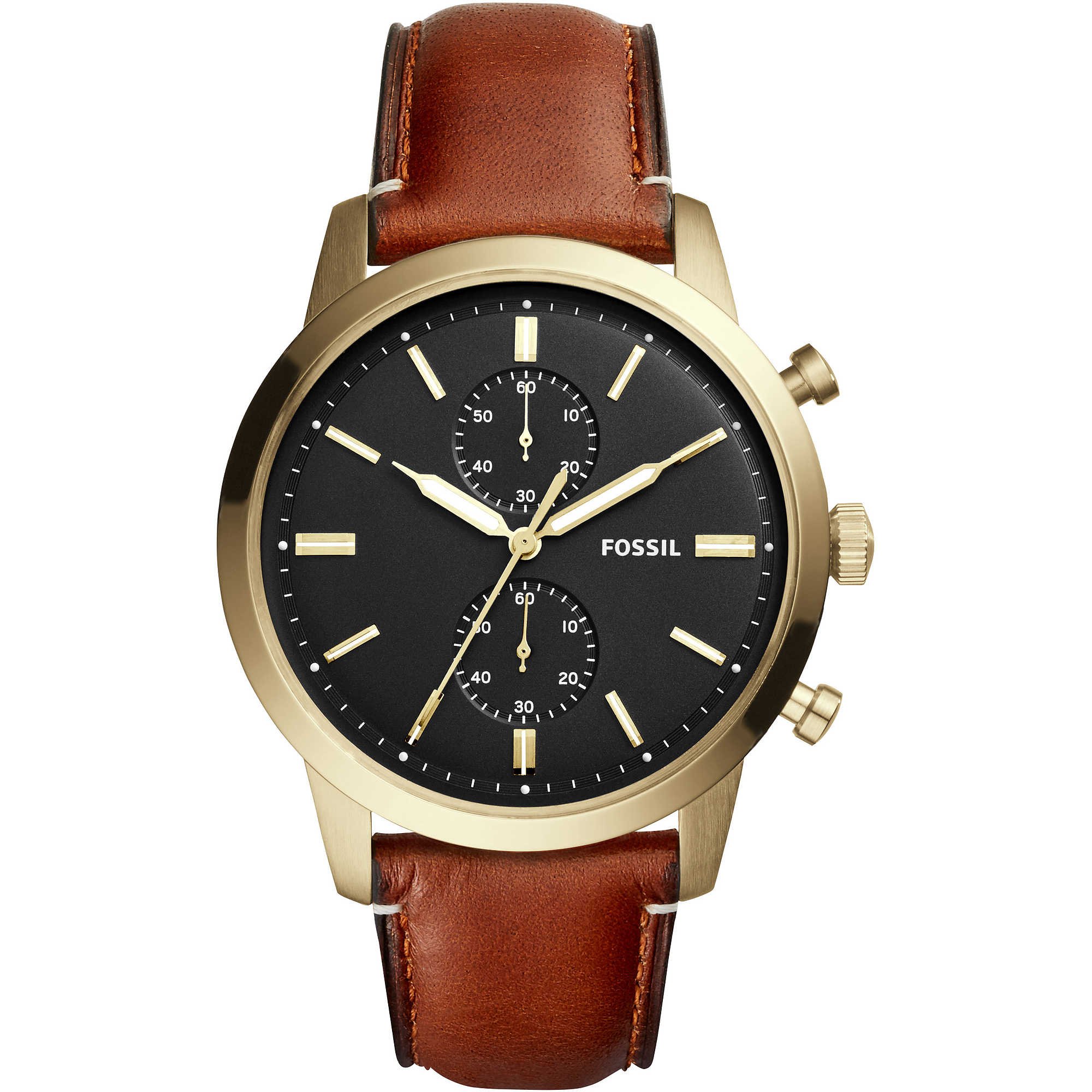Fossil Men's Fs5338 Townsman 44Mm Chronograph Light Brown Leather Watch, Analog Display