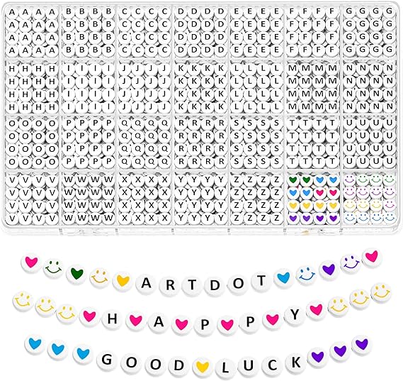 ARTDOT 1400 PCS Letter Beads for Jewelry Making Kit, 28 Styles Alphabet Beads for Friendship Bracelets Assorted Preppy Beads with Storage Case