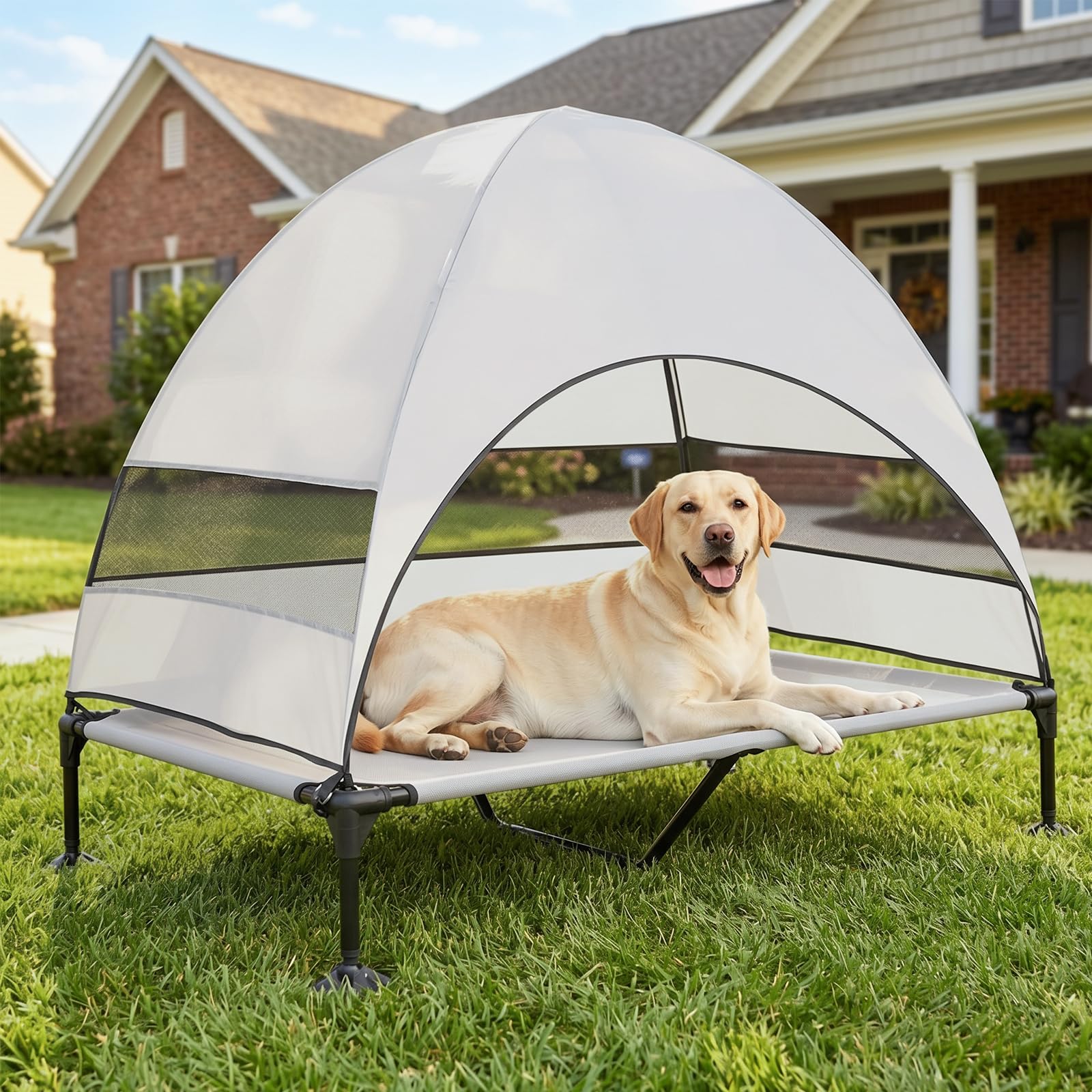 Snagle Paw Elvated Dog Bed With Canopy,Portable Raised Outdoor Dog Bed with Anti-Slip Feet,Wider Shade Pet Cot with Breathable Mesh,Waterproof Pet Cot for Large Dogs Camping,Indoor& Outdoor Use โ image 1