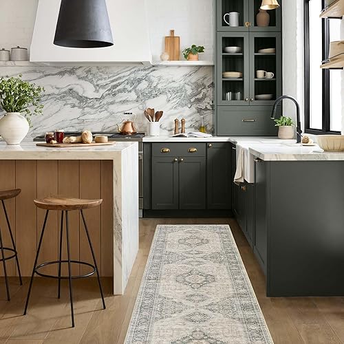 Miniatura 2 de Lahome Alfombra oriental lavable, ultrafina de 2 x 8 pies, con parte trasera de goma, tapete antideslizante para interiores, para entrada, pasillo,