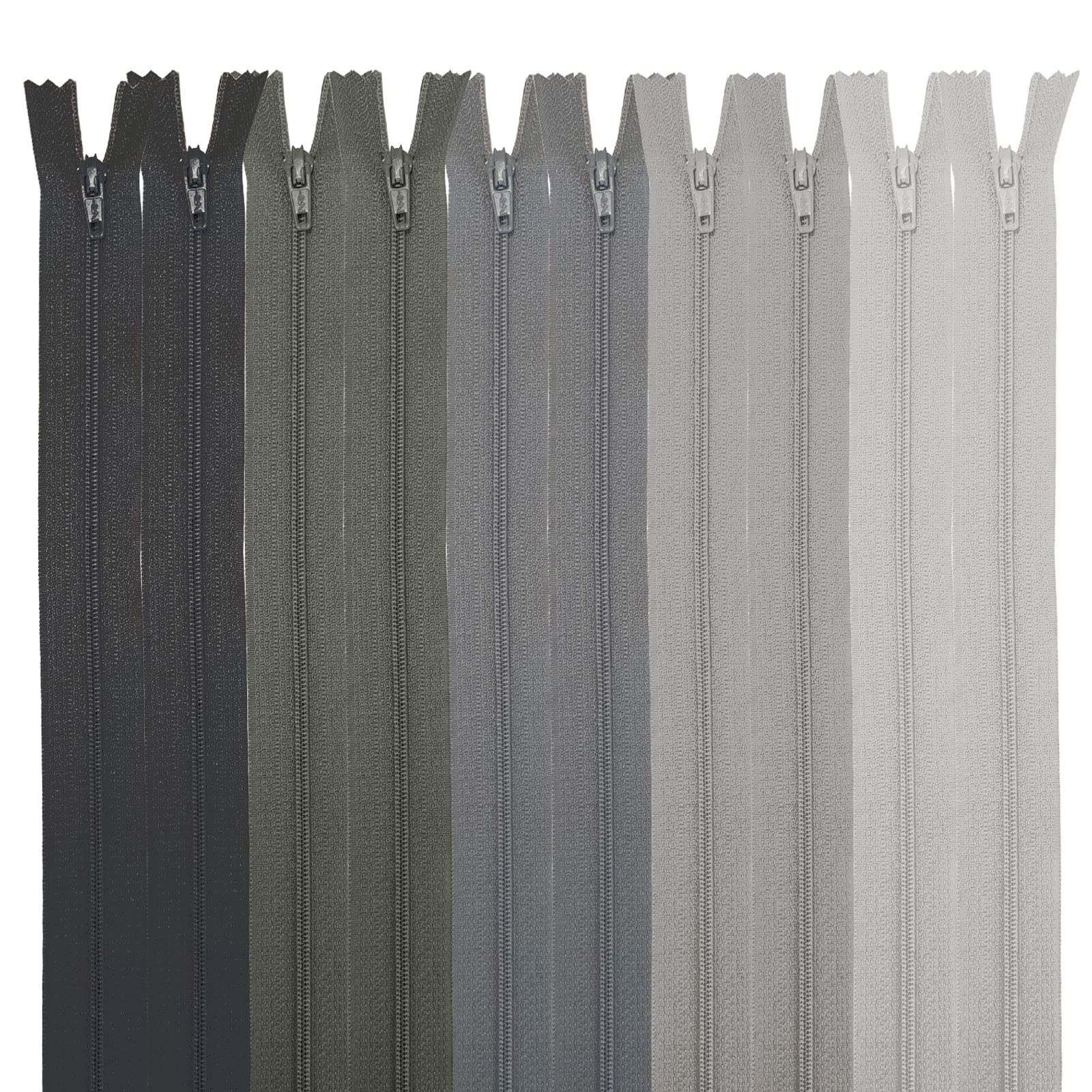 MARARDI [Pack 10] Ritsen [Wit en Zwart] Nylon [12 cm] Naaien en Knutselen voor Kleding Stoffen Tassen Koffers voor Machinaal Naaien Patchwork Katoen met Metalen Sluiting