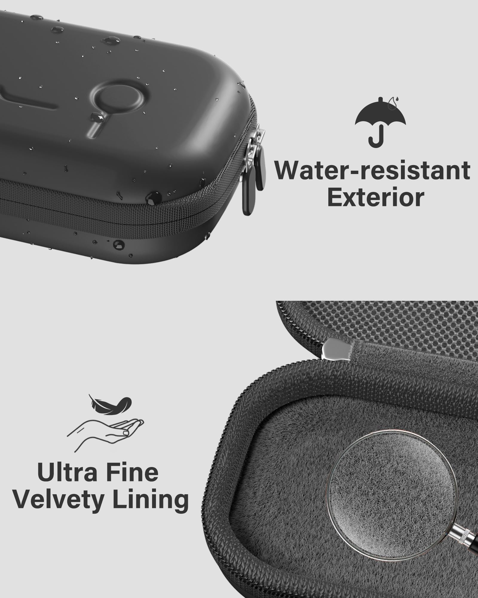 ProCase 聴診器ケース 耐衝撃 ハードEVA 収納ポーチ Littmann Cardiology対応 メッシュポケット付き - ブラック | Classic III Lightweight III IV MDF Acoustica等対応, ベルベット裏地, 弾性固定バンド, 軽量コンパクト, 持ち手付き, 医療従事者への贈り物に