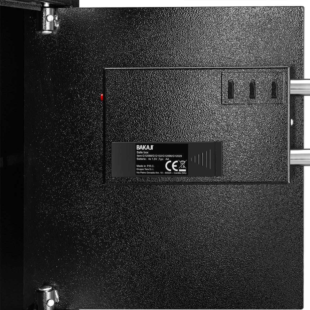 Bakaji Cassaforte Mobile da Parete Numerica Digitale 40 x 40 x 35 cm, Cassetta di Sicurezza a Muro Elettronica, Casa Albergo Hotel Ufficio, doppi bulloni, box batterie esterno e 2 Chiavi di Emergenza